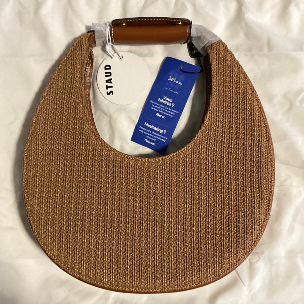 NWT Staud Raffia Moon Tote Bag